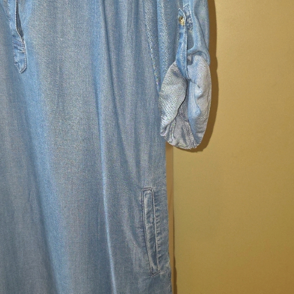 Thread & Supply Anthropologie Chambray Denim Pocket Shirt Dress Blue Small - Picture 3 of 7